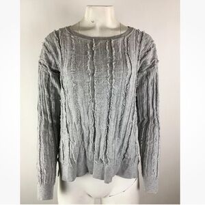 Harper Lane Sz XL Ribbed Textured Pullover Sweater Gray Cotton Viscose Blend